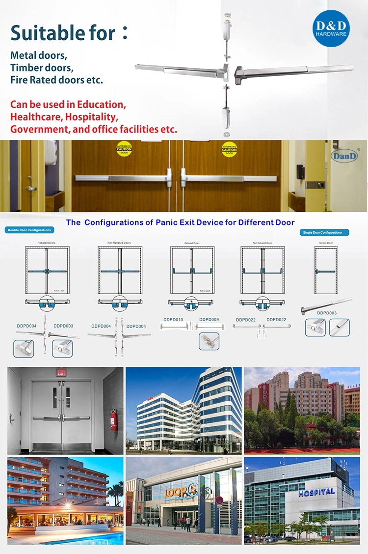 ANSI UL Listed Panic Lock Bar Stainless Steel Fire Rated Hardware Lock Length Rod Commercial Panic Exit Device Door Lock Fire Exit Rim Hardware Push Panic Bar